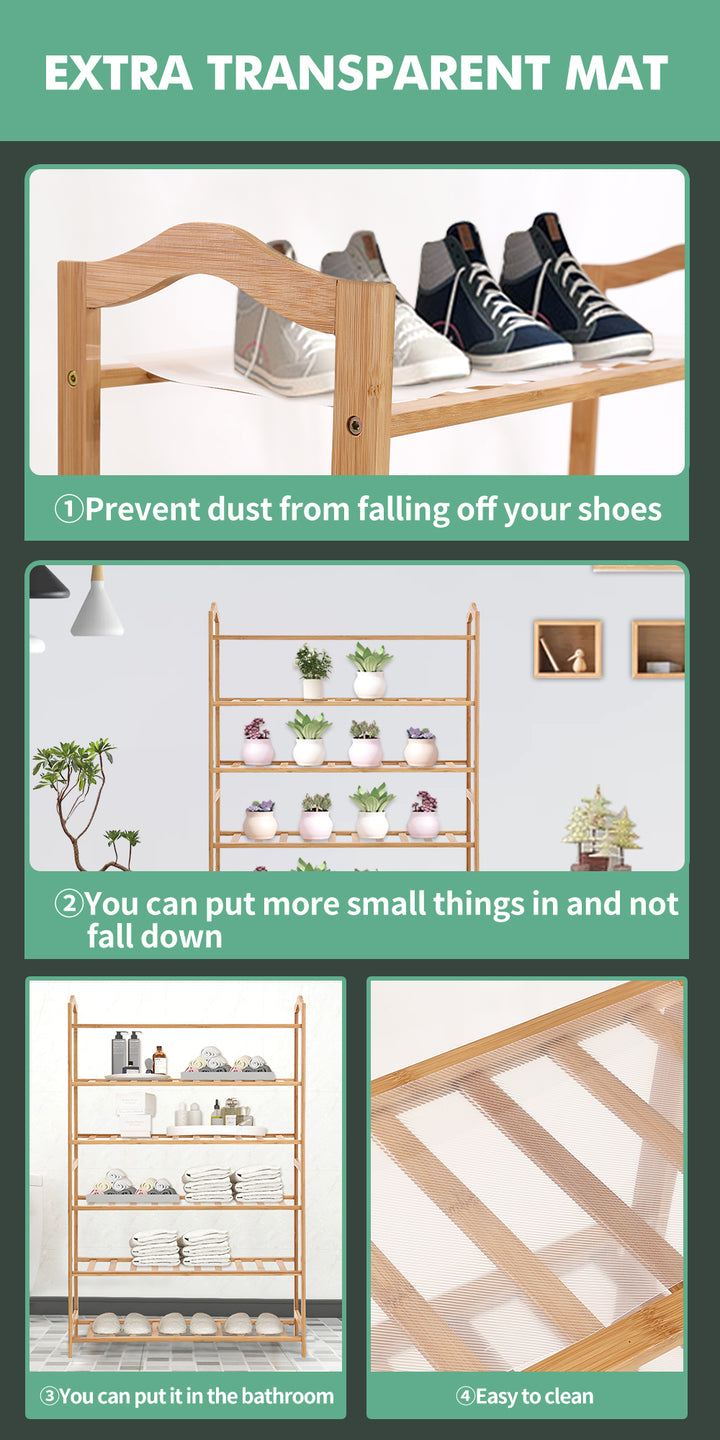 Bamboo Shoe Rack Storage Wooden - Multiple Sizes Available.