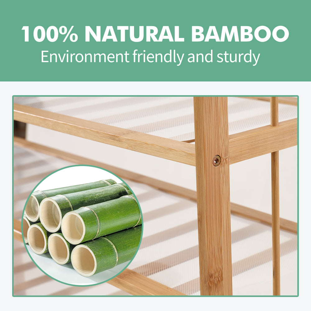 Bamboo Shoe Rack Storage Wooden - Multiple Sizes Available.
