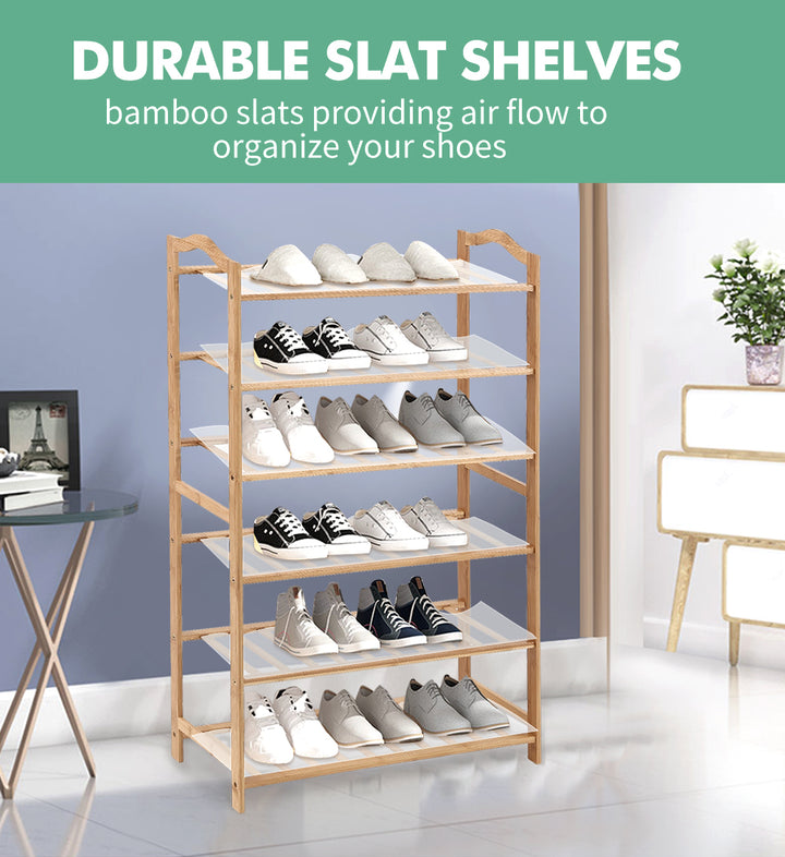 Bamboo Shoe Rack Storage Wooden - Multiple Sizes Available.