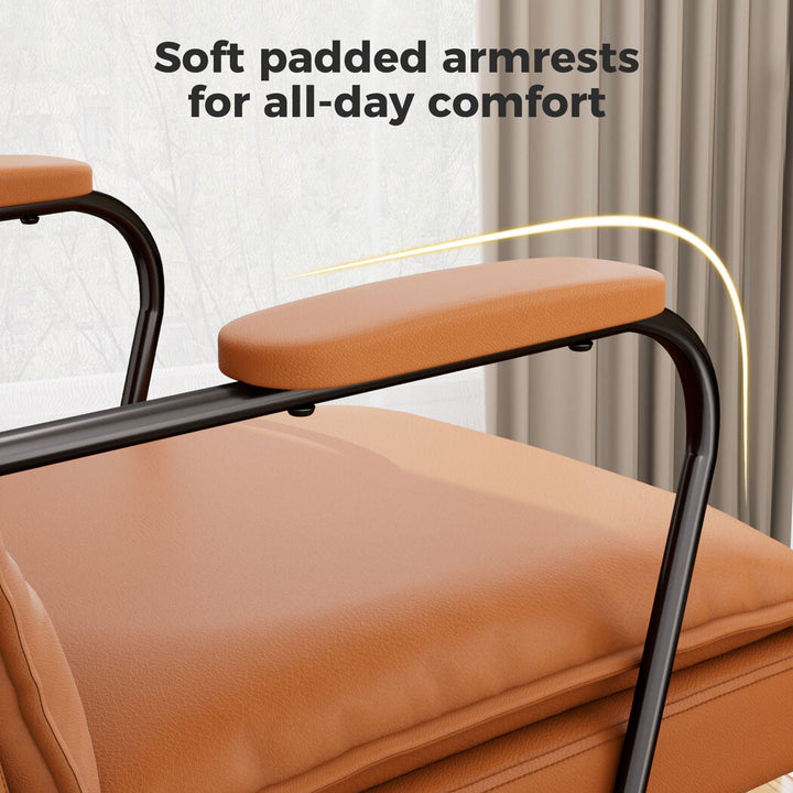 Ergonomic Office Chair PU Executive Computer Adjustable Swivel Brown.