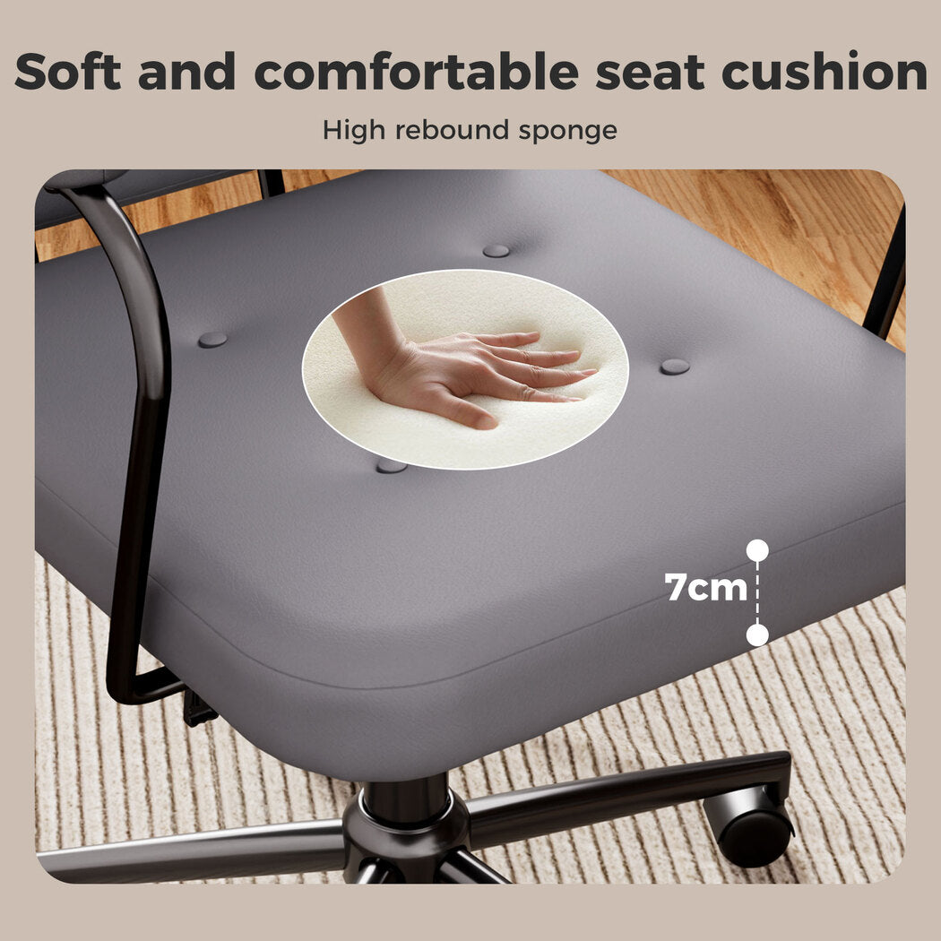 Gaming Office Chair PU Ergonomic Executive Computer Seat Adjustable Grey.
