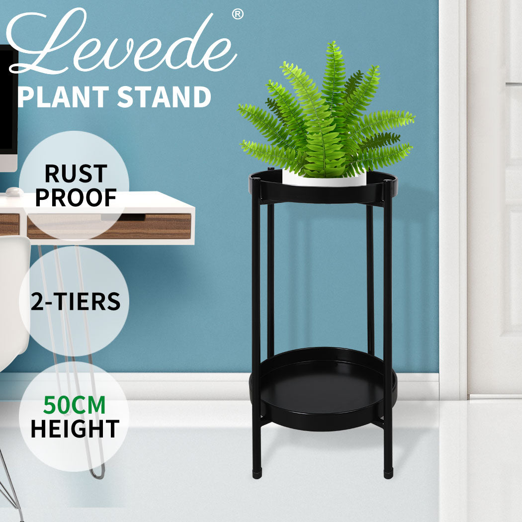 2 Tier Plant Stand Metal Flower Outdoor Indoor.