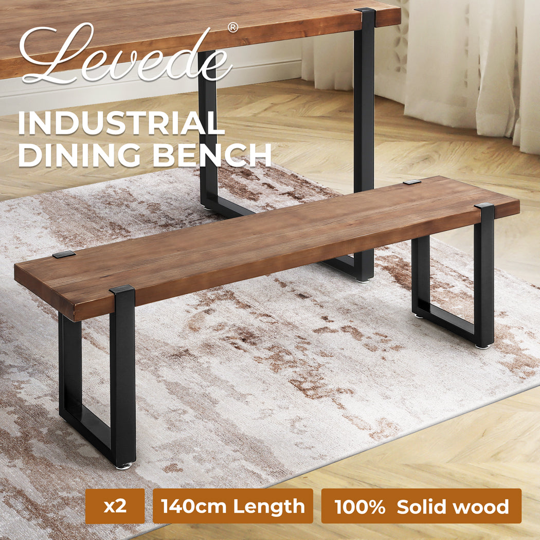 Levede 2x Dining Bench Chairs Wooden.