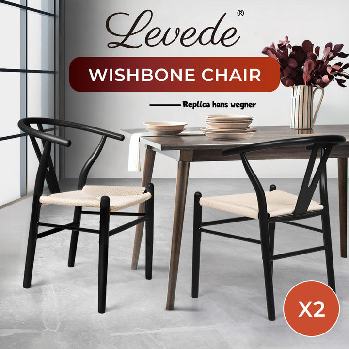 Wishbone Black Dining Chair x 2.