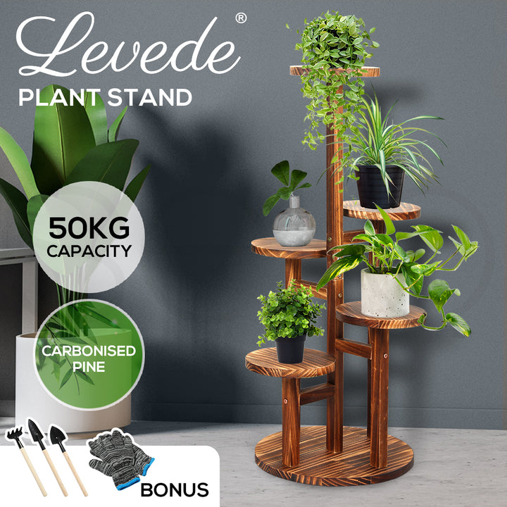 4-Tier Plant Stand Wood Wooden Pine Shelf Flower Pots Rack Indoor Garden.
