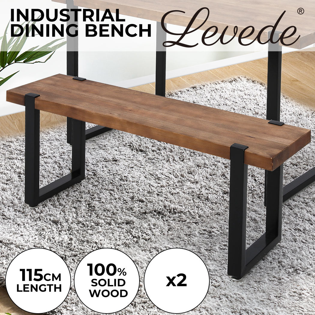 Levede 2x Dining Bench Chairs Wooden.