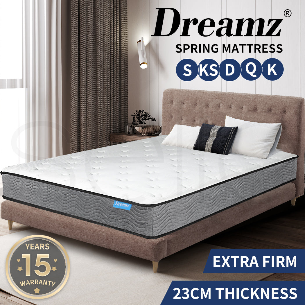 Spring Mattress Pocket Bed Top Coil Sleep Foam Extra Firm 23CM.