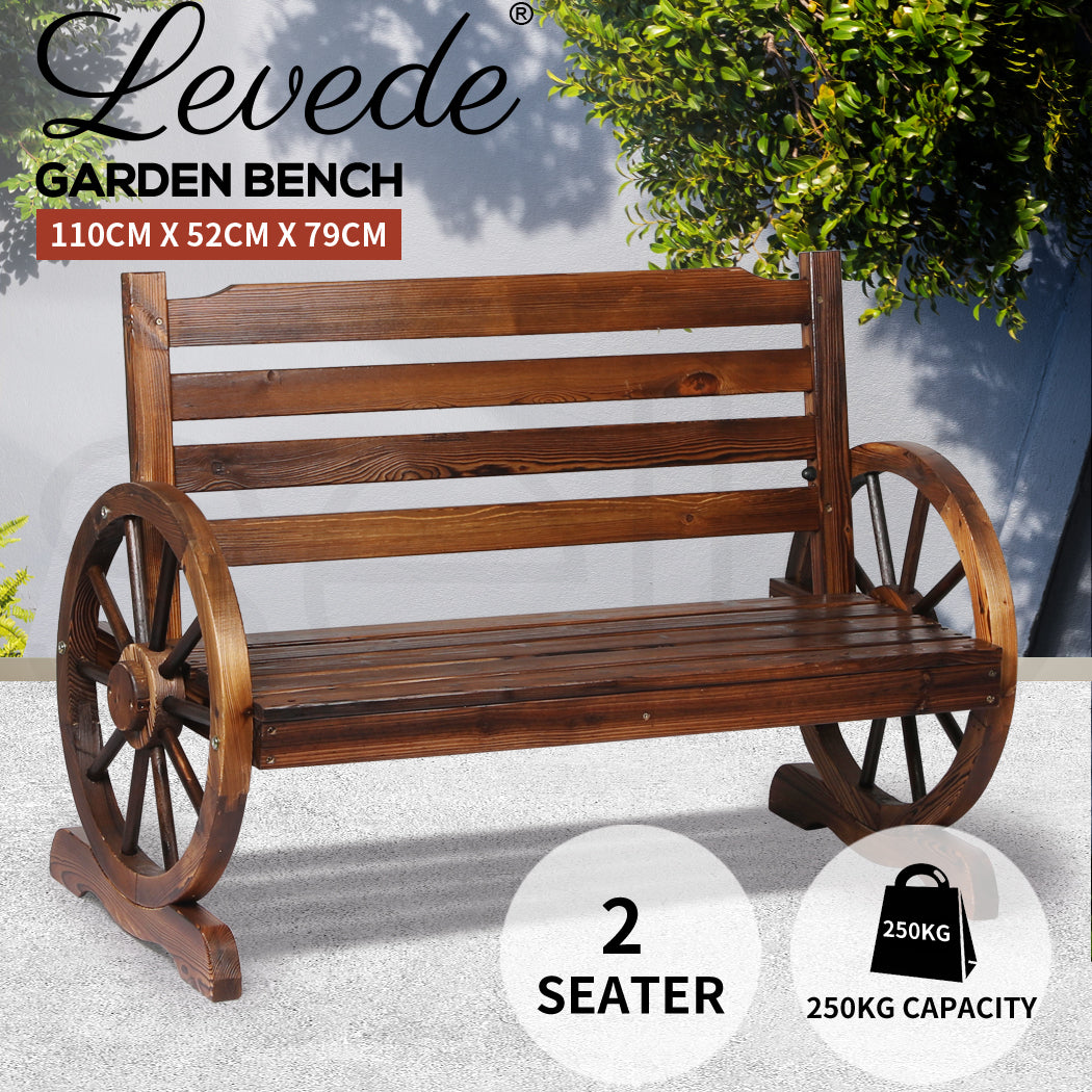 Garden Bench Wooden Wagon Seat Oak.