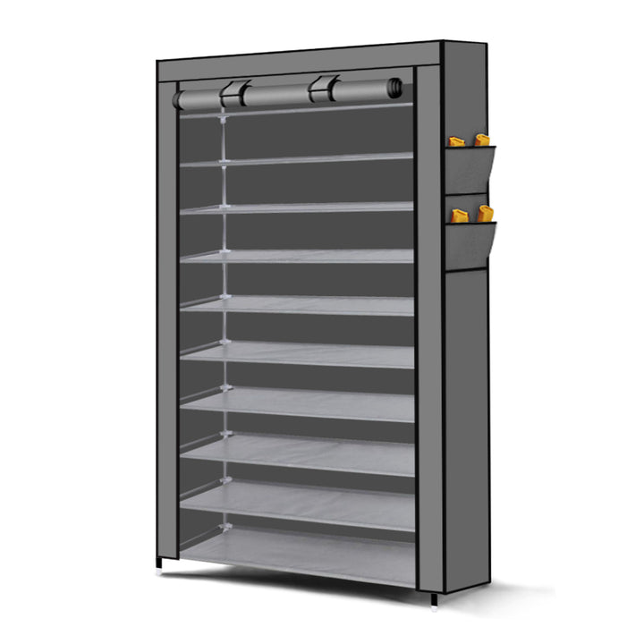 Levede 10 Tier Shoe Rack Portable Storage Grey.