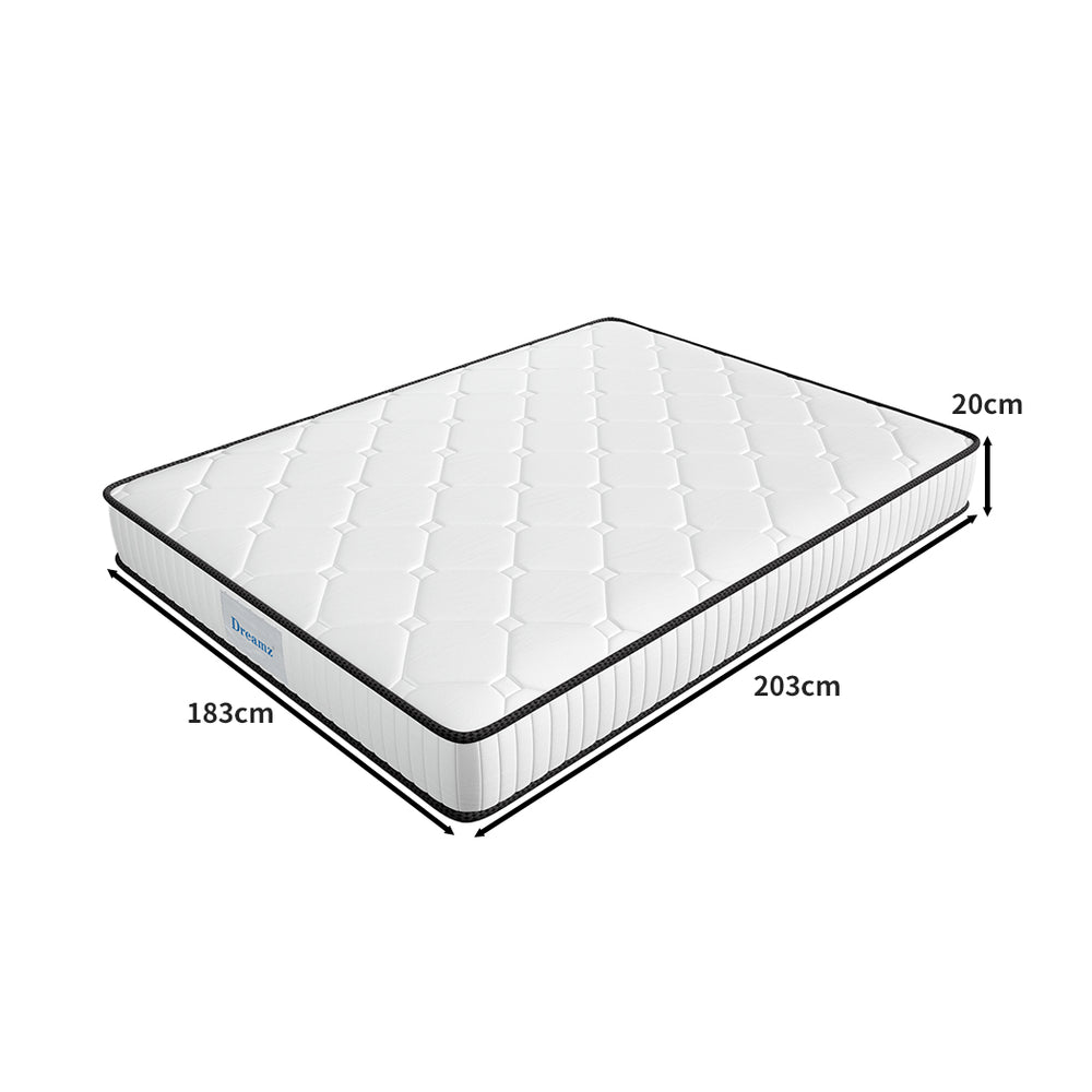 King Size Spring Mattress Bed Pocket Tight Top Foam Medium Firm  20CM.