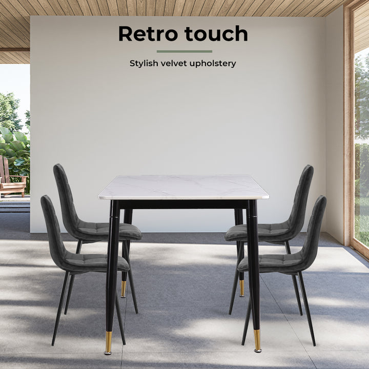 4x Dining Chairs Kitchen Velvet Grey.