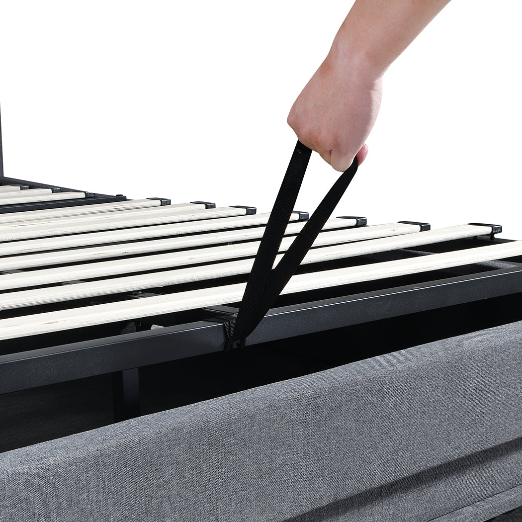 Gas Lift Bed Frame with Storage LED & USB.