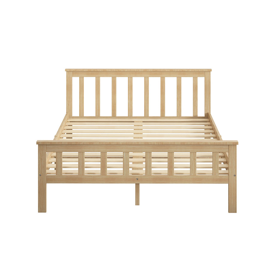 Levede Wooden Bed Frame Queen Size Mattress Natural.