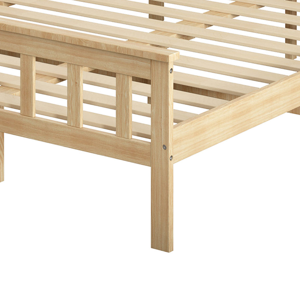 Levede Wooden Bed Frame Queen Size Mattress Natural.