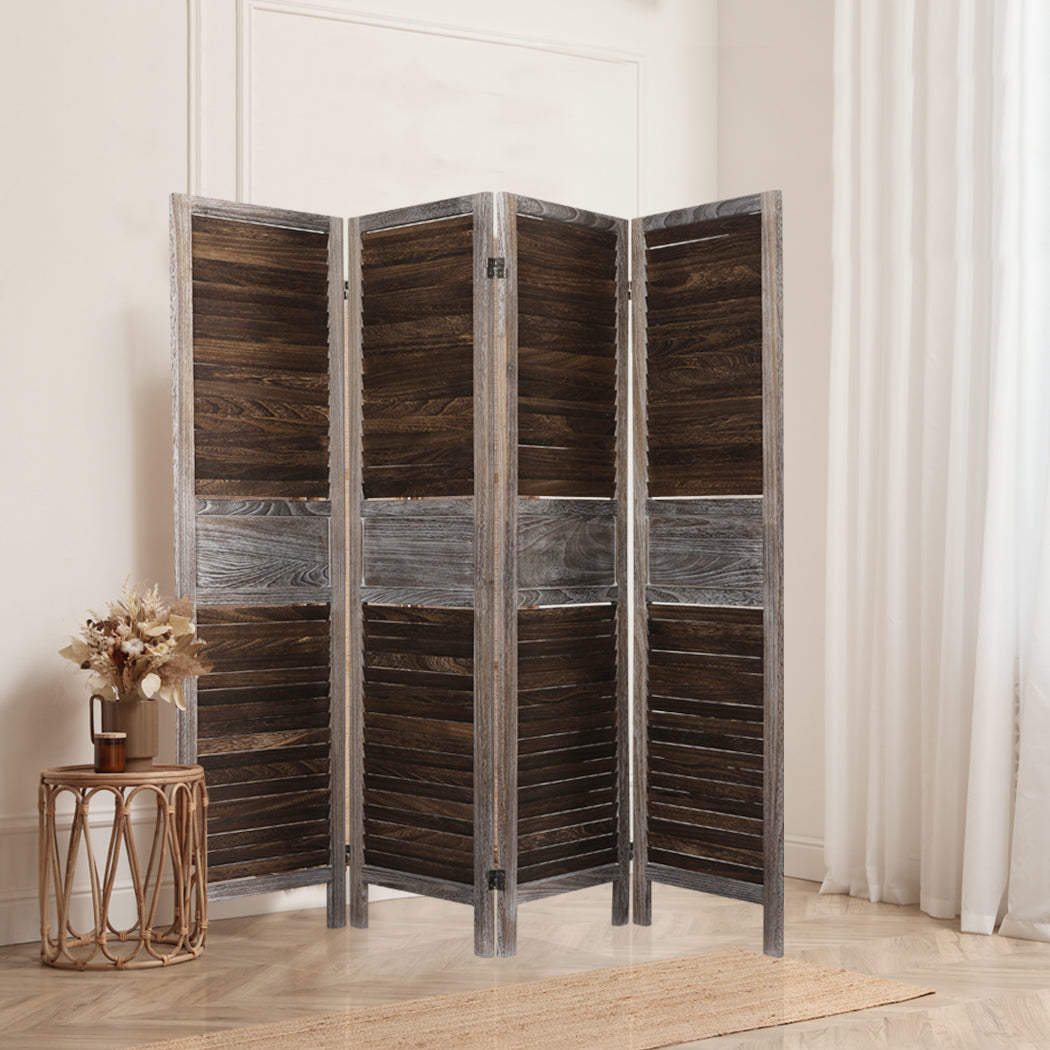 Levede 4 Panel Partition Room Divider Brown.