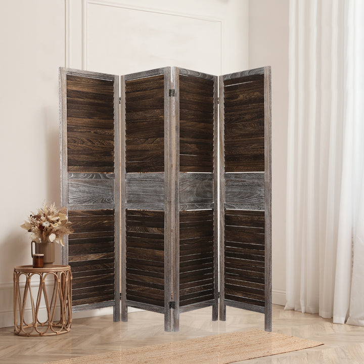 Levede 4 Panel Partition Room Divider Brown.