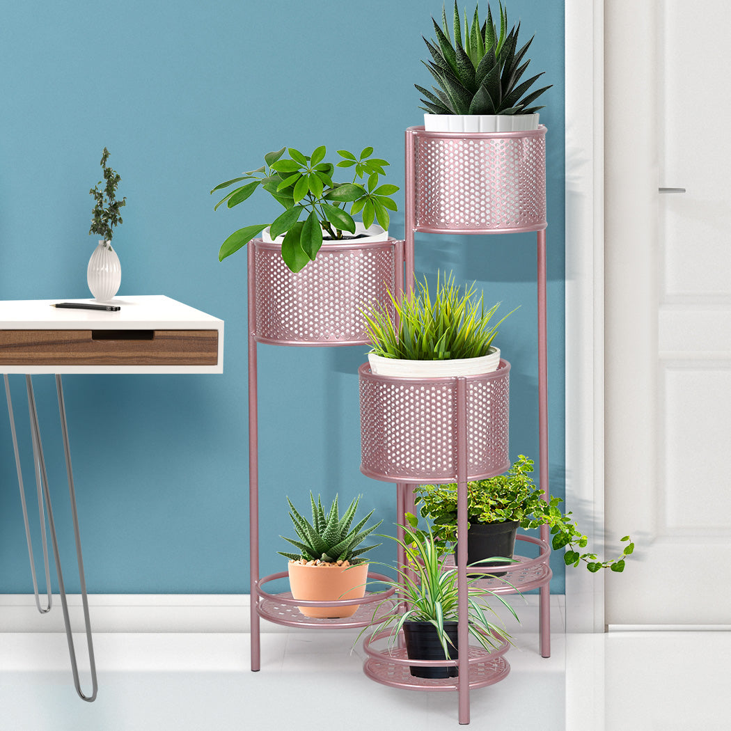 Levede 6 Tier Plant Stand Swivel Outdoor Rose Gold.