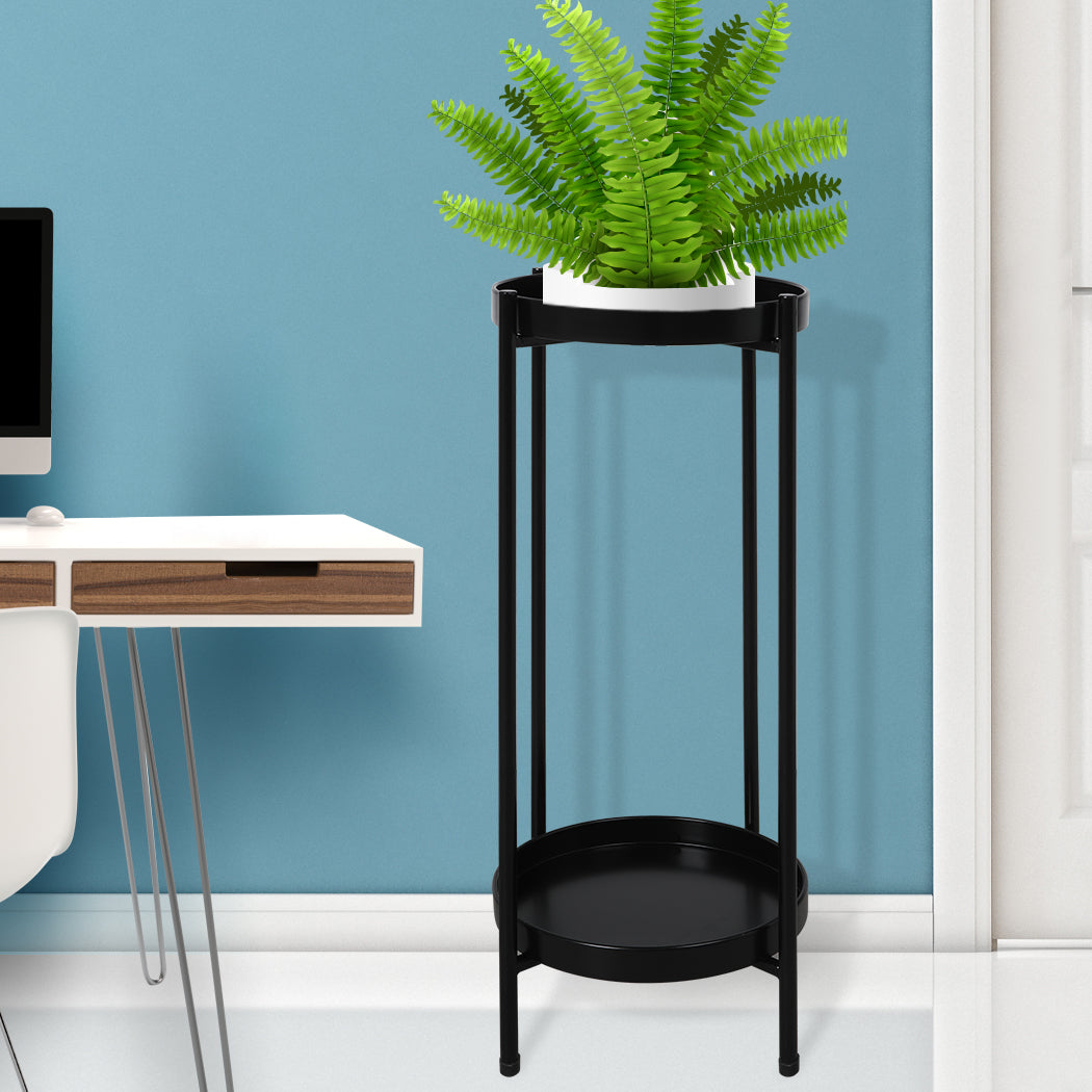 Levede 2 Tier Plant Stand Outdoor Indoor Black Large.