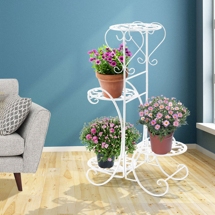 Levede Plant Stand Outdoor Indoor Metal White.