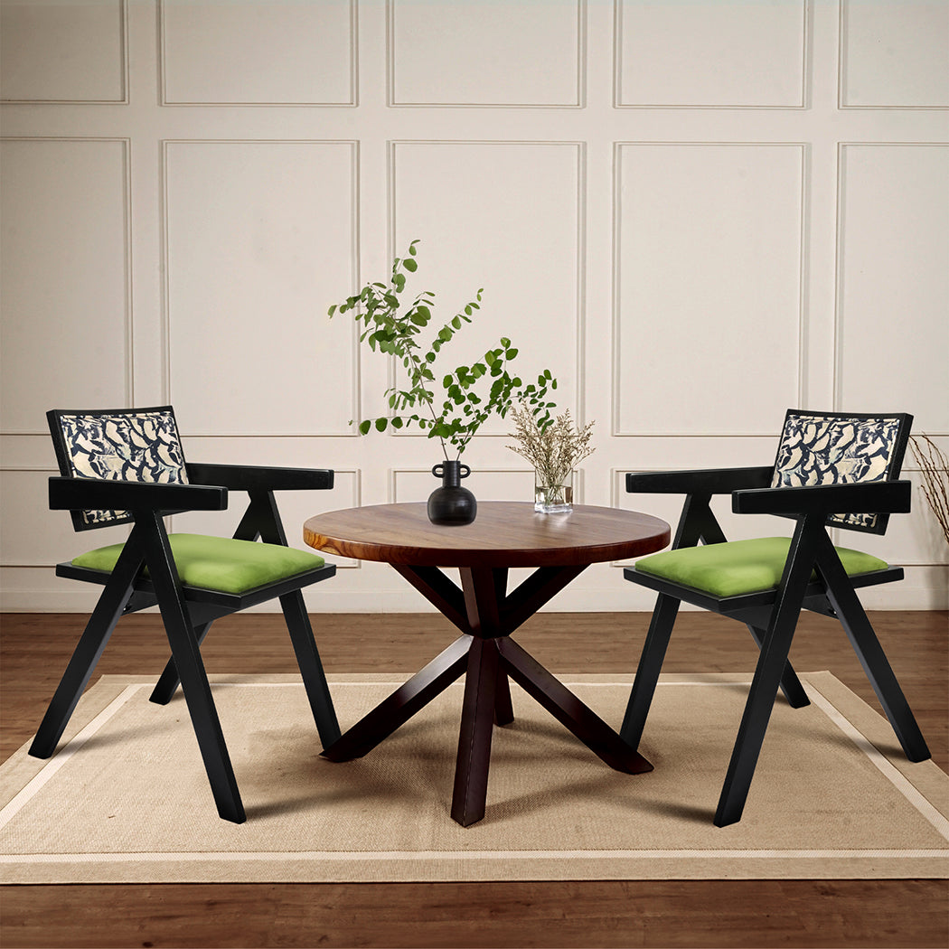 Dining Chair Solid Wood Armchair Accent Chair Retro Backrest Chair - Black.