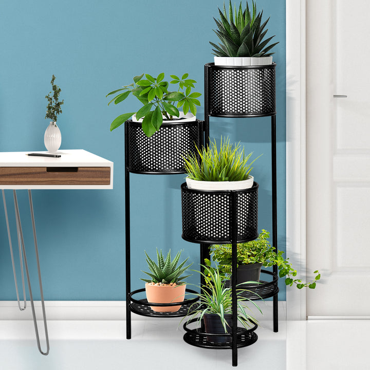 Levede 6 Tier Plant Stand Swivel Outdoor Black.