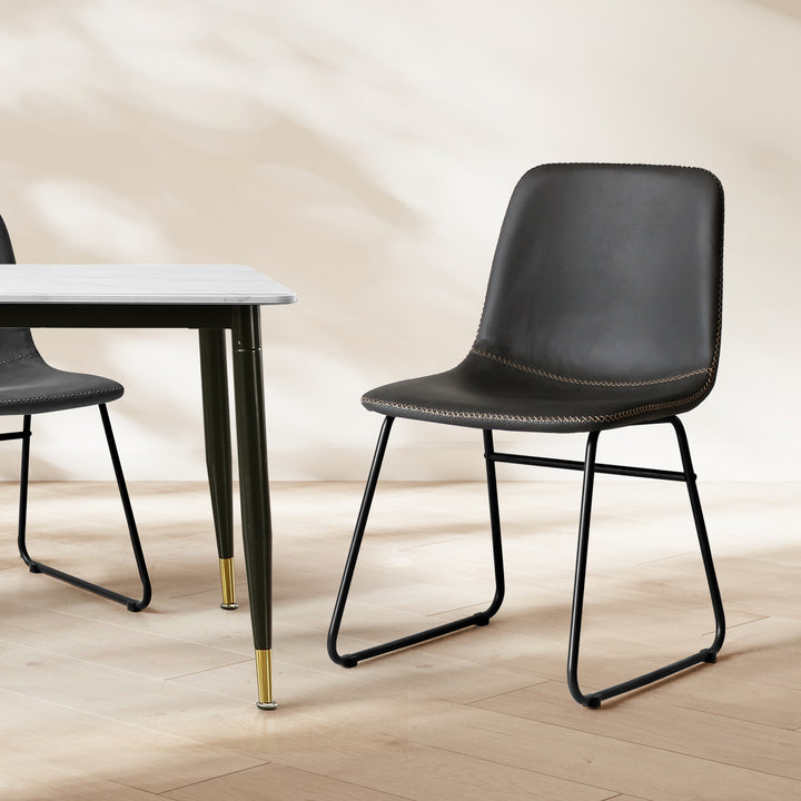 2x Dining Chairs Kitchen Table Black.