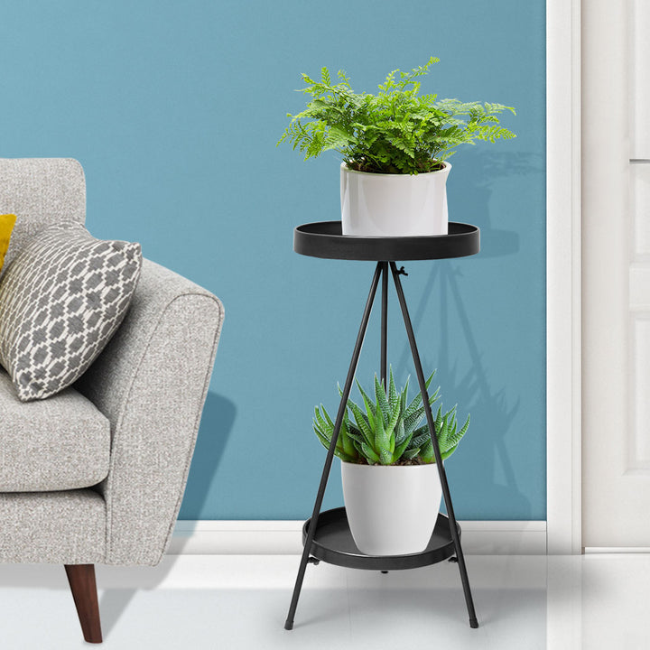 Levede Plant Stand 2 Tiers Outdoor Indoor Black Medium.