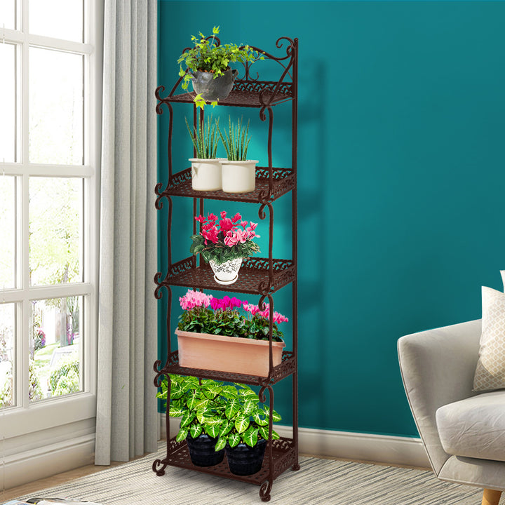 Levede Plant Stand 5 Tiers Outdoor Indoor Bronze.