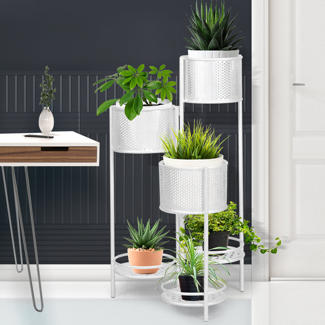 Levede 6 Tier Plant Stand Swivel Outdoor White.