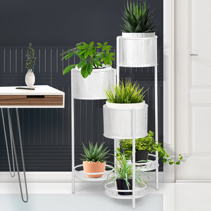 Levede 6 Tier Plant Stand Swivel Outdoor White.