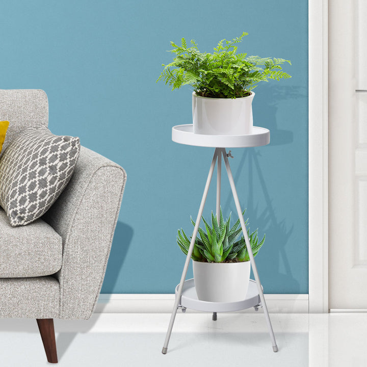 Levede Plant Stand 2 Tiers Outdoor Indoor White Medium.
