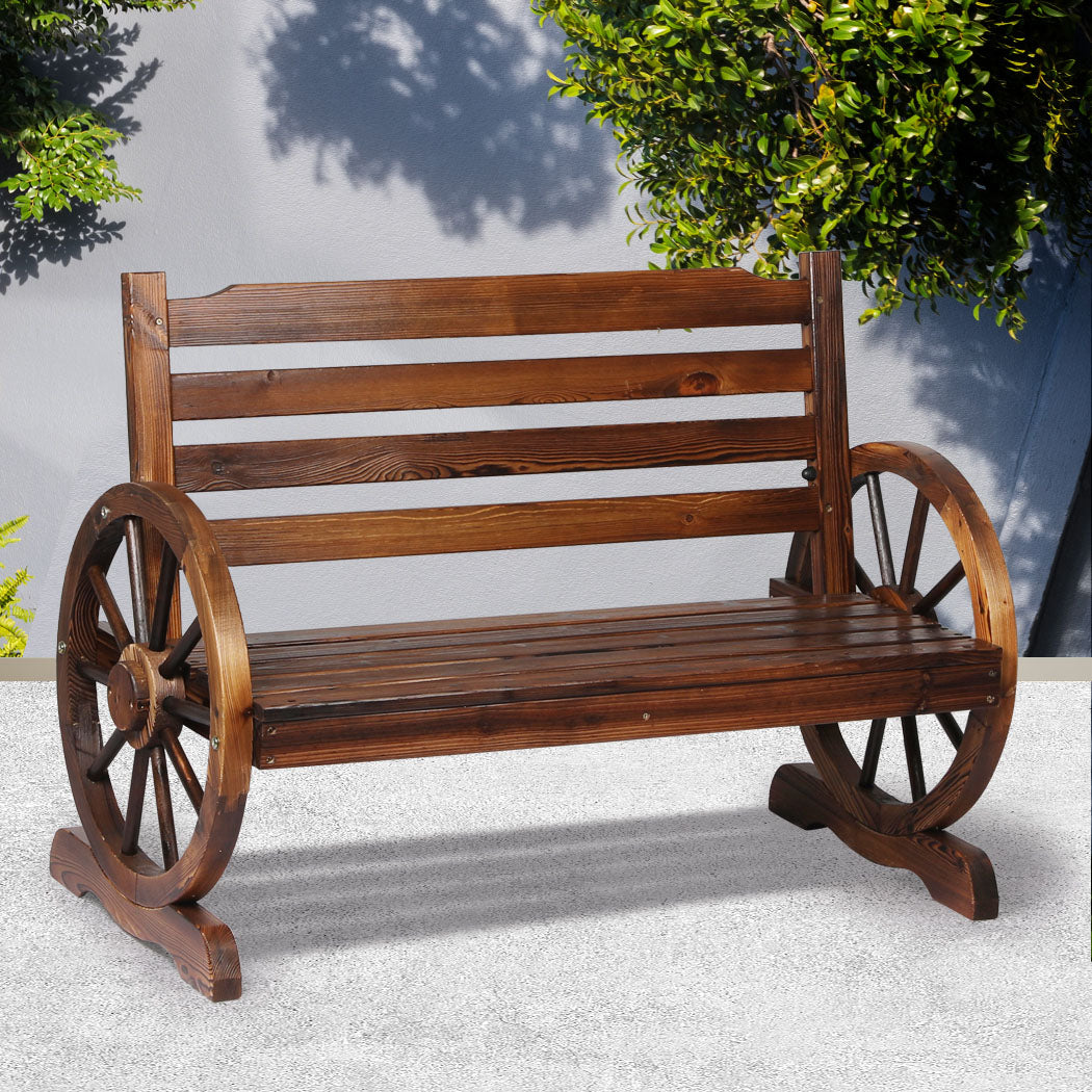 Garden Bench Wooden Wagon Seat Oak.