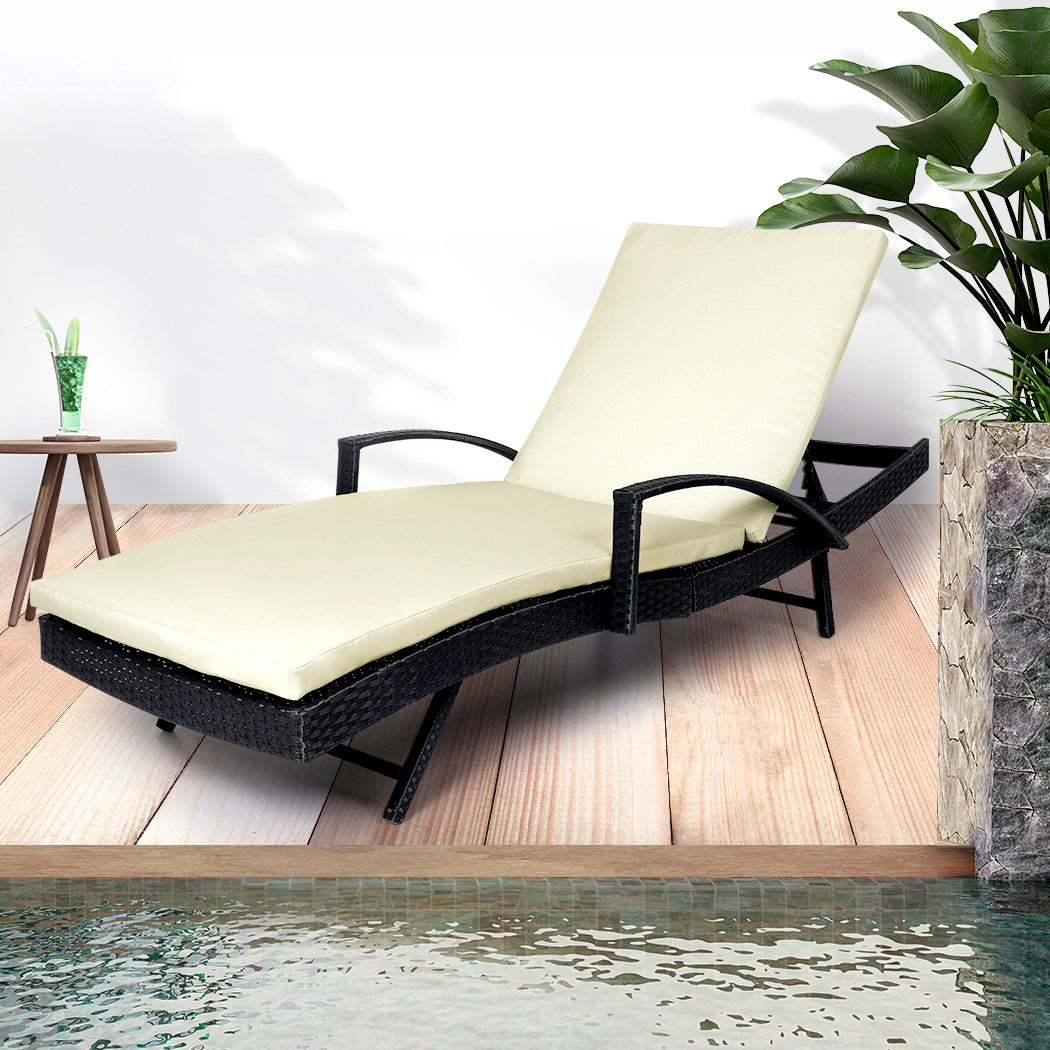 Levede Outdoor Sun Lounger Furniture Beige.