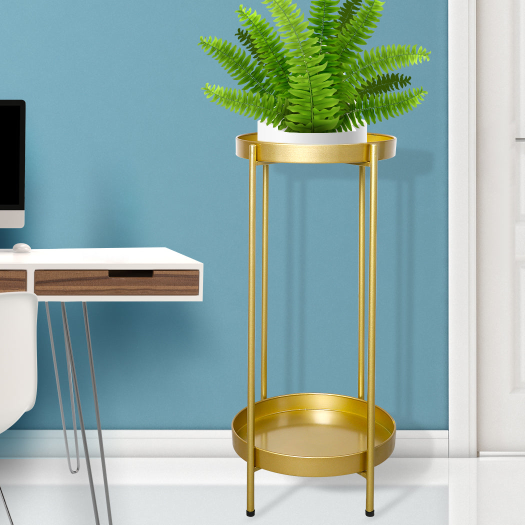 Levede 2 Tier Plant Stand Outdoor Indoor Gold Large.