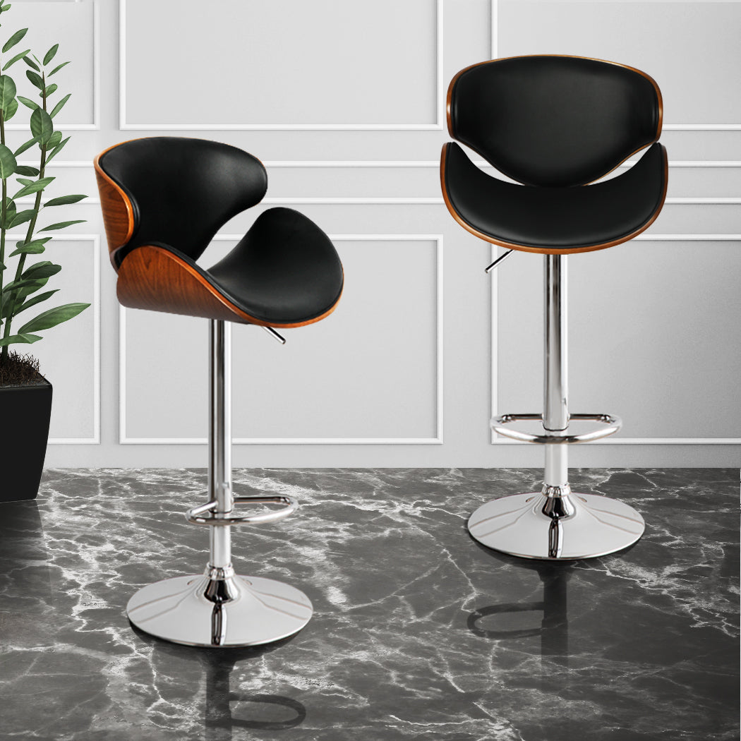 Levede 1x Kitchen Bar Stools Gas Lift Silver.