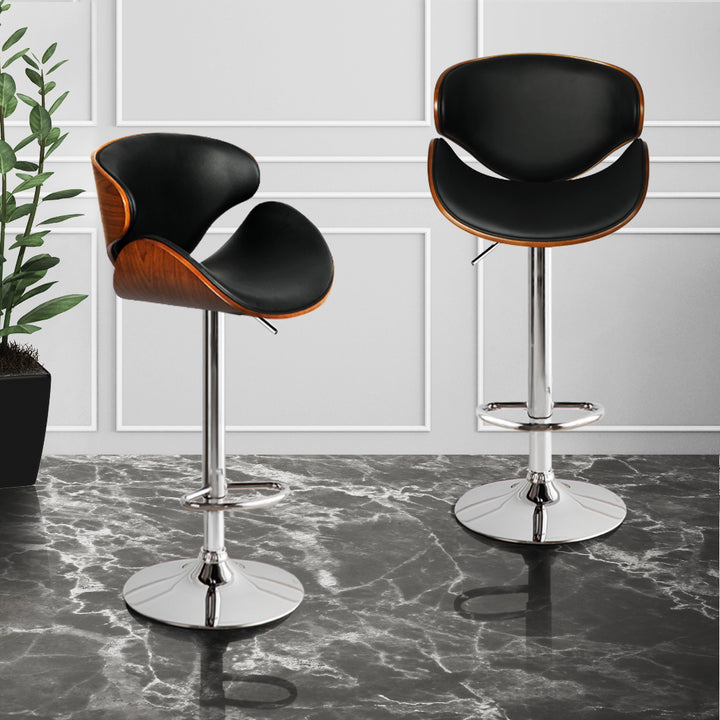 Levede 1x Kitchen Bar Stools Gas Lift Silver.