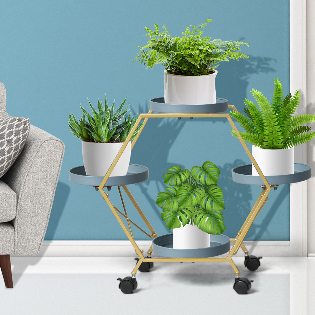 Levede Plant Stand Garden Outdoor Indoor Grey.