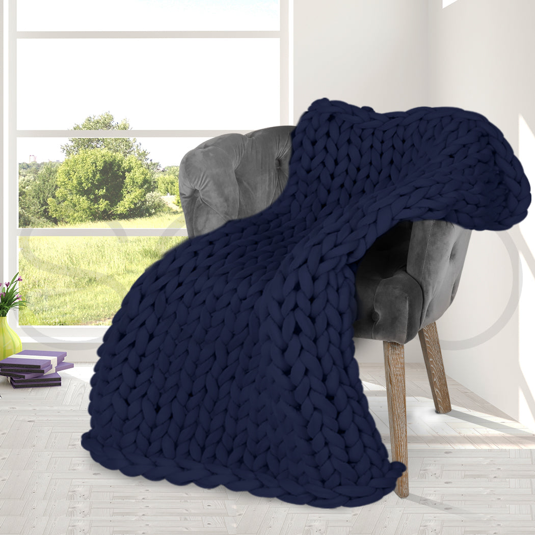 Dreamz Knitted Weighted Blanket Chunky Navy Kids.