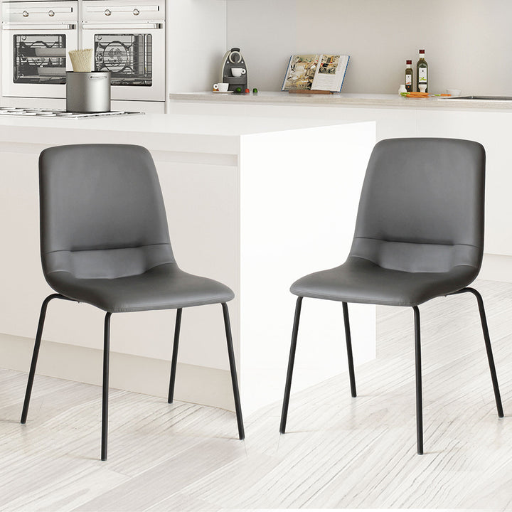 4X Stackable  PU Leather Dining Chairs Grey.