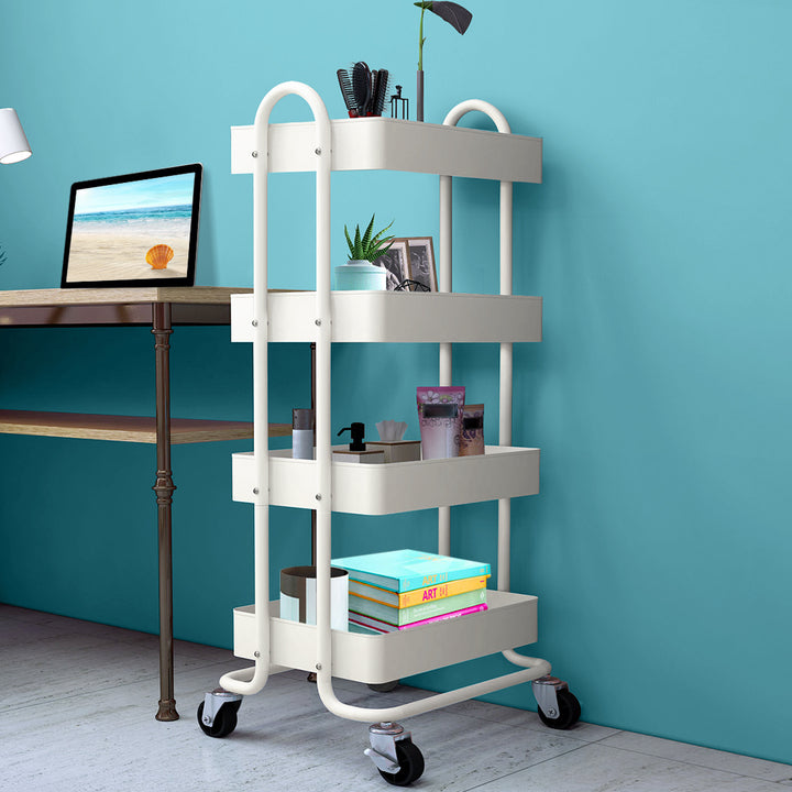 Levede 4 Tiers Kitchen Trolley Cart White.