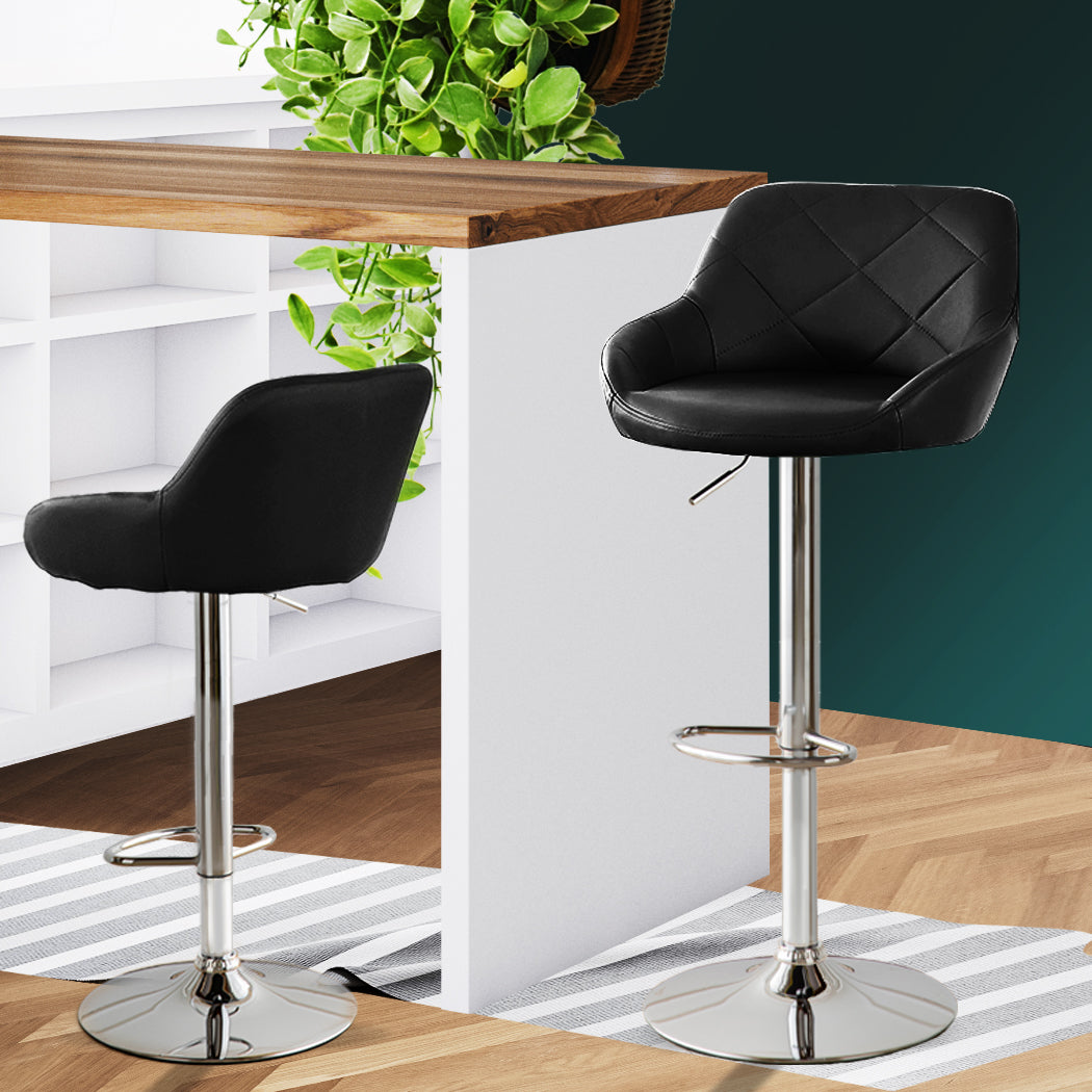 Levede 2x Bar Stools Kitchen Barstools Black.