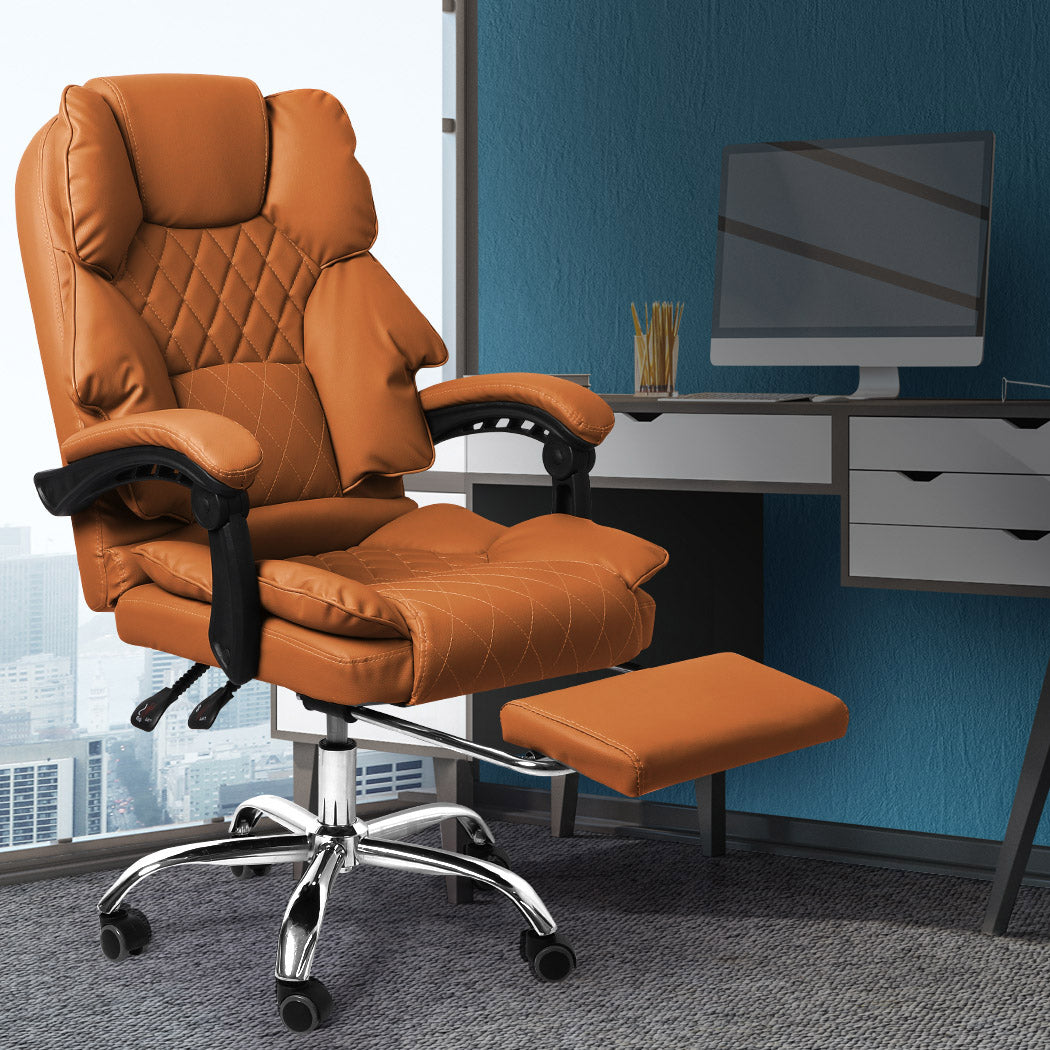 Levede Gaming Chair Office Computer Brown Footrest.