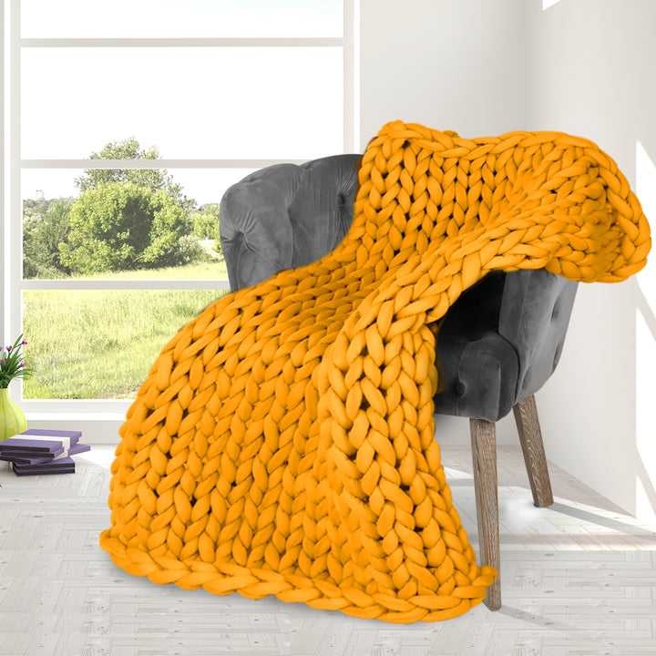 Dreamz Knitted Weighted Blanket Chunky Yellow Kids.