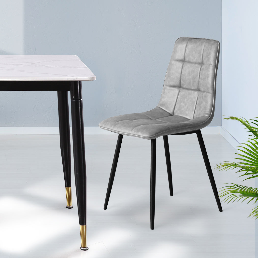 Grey Leather Dining Chairs Set of 4.