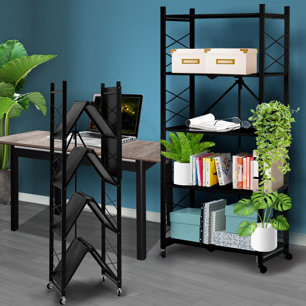 Levede Foldable Storage Shelf Display Black 5 Tiers.