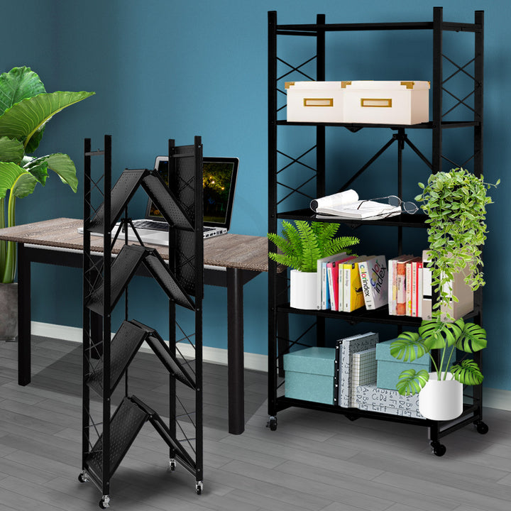 Levede Foldable Storage Shelf Display Black 5 Tiers.