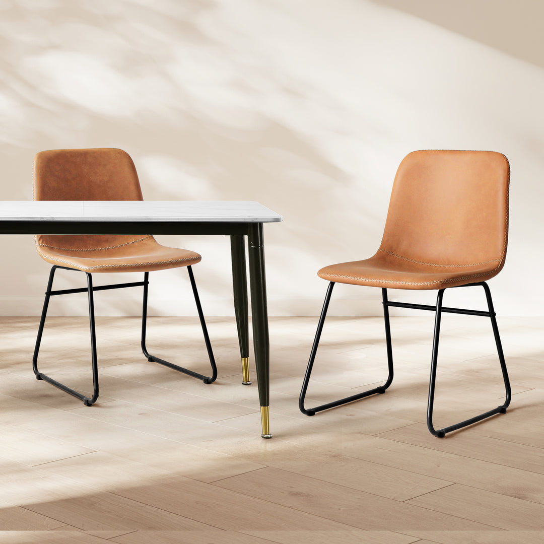 2x Dining Chairs Kitchen Table Brown.