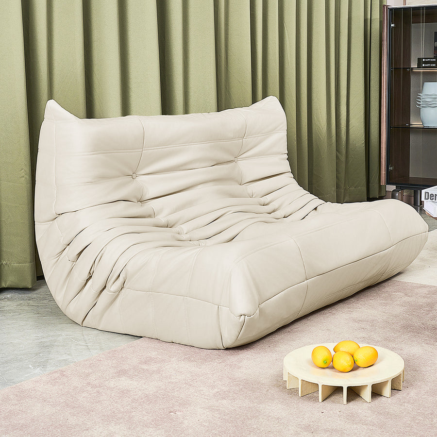 Levede 2 Seaters Floor Sofa Caterpillar Lounge Beige.