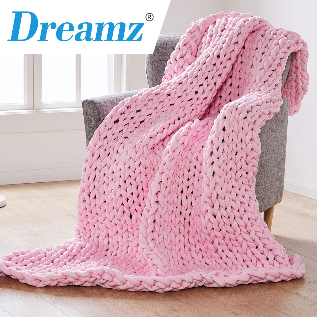 Dreamz Knitted Weighted Blanket Chunky Pink Double 7KG.