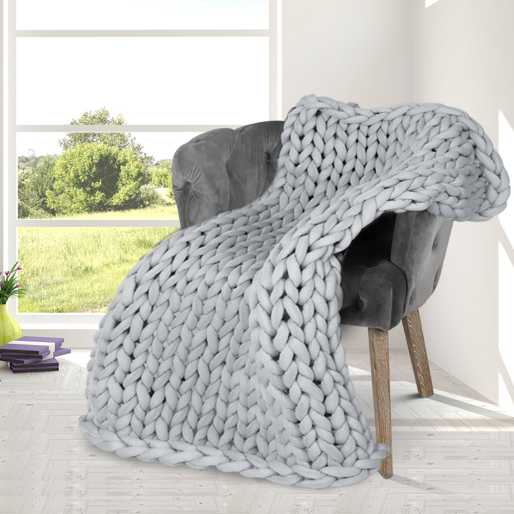 Dreamz Knitted Weighted Blanket Chunky Grey Kids.